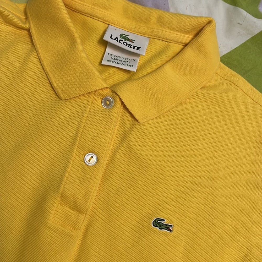 Lacoste Yellow Button-Down Polo Shirt (Size 40)